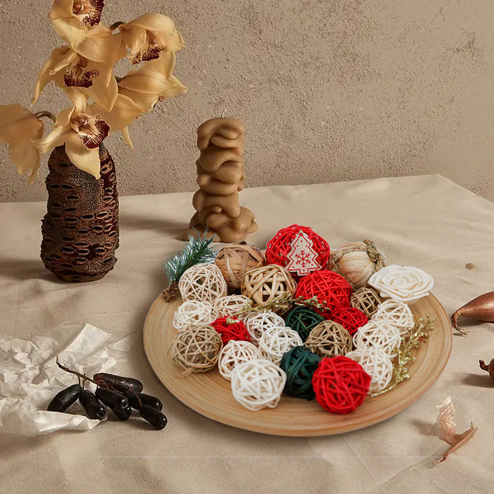 Assorted Wicker Rattan Balls&Spring Bowl Vase Fillers for Centerpieces