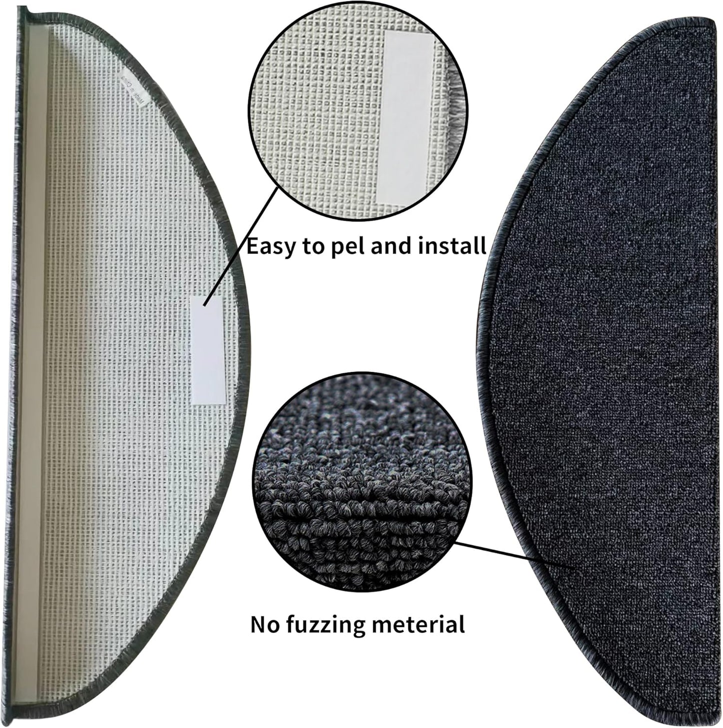 8.7’’x26’’ 13 Packs Stair Treads Carpet Non-Slip Mats Stair Rug (Black Grey)