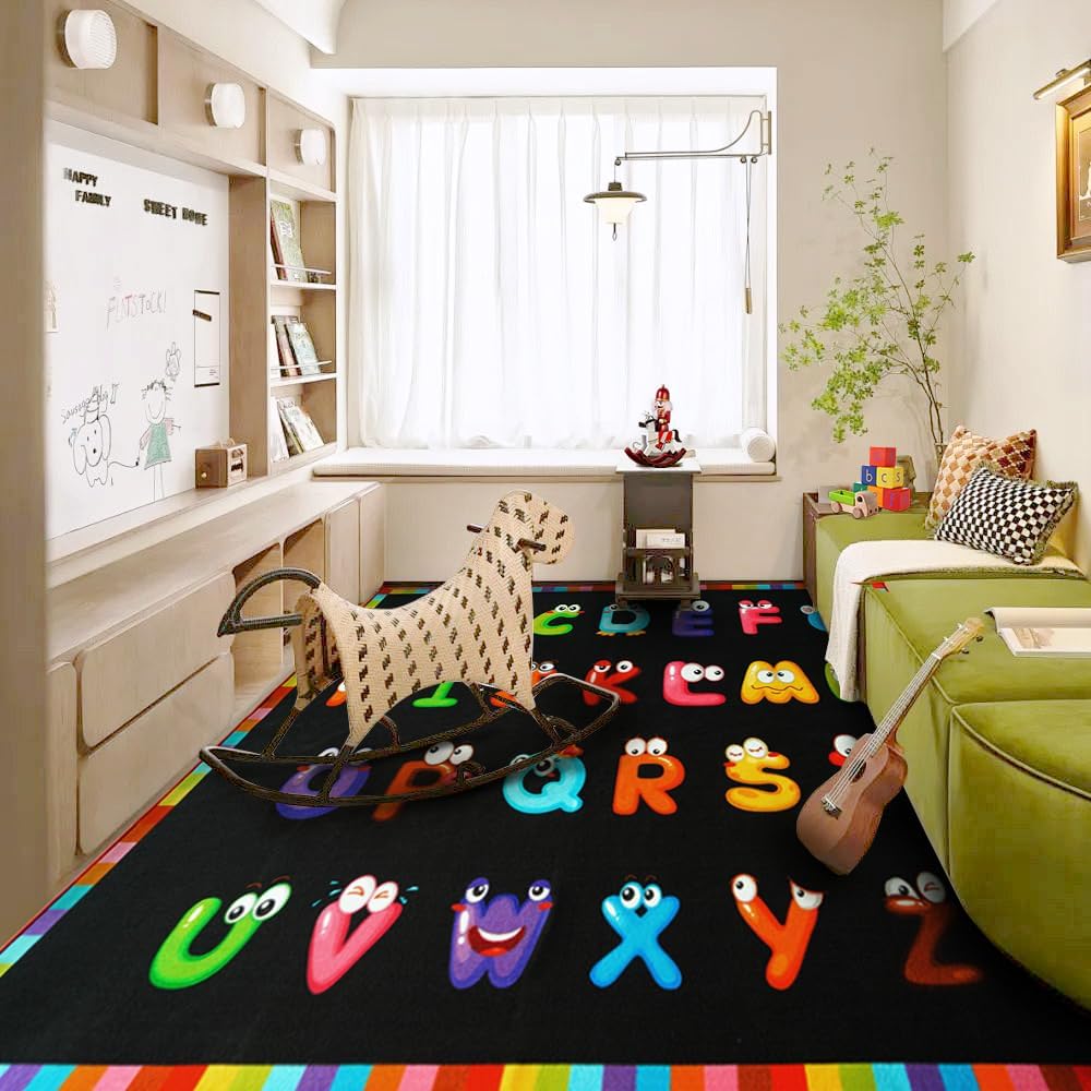 13.2x7.6ft ABC Kid Educational Rug, ABC Rug Nursery for Kindergarten, Daycare Rugs for Classroom Clearance, Washable Classroom Rug for Preschool, Alphabet Educational Rug for Playroom
