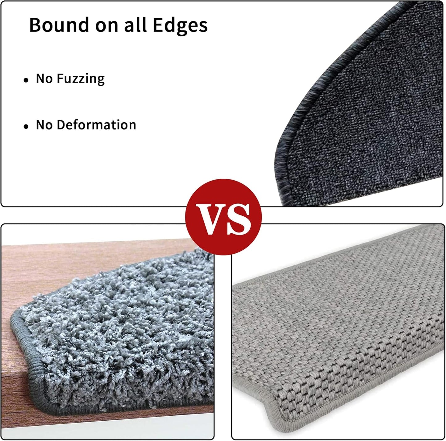 8.7’’x26’’ 13 Packs Stair Treads Carpet Non-Slip Mats Stair Rug (Black Grey)