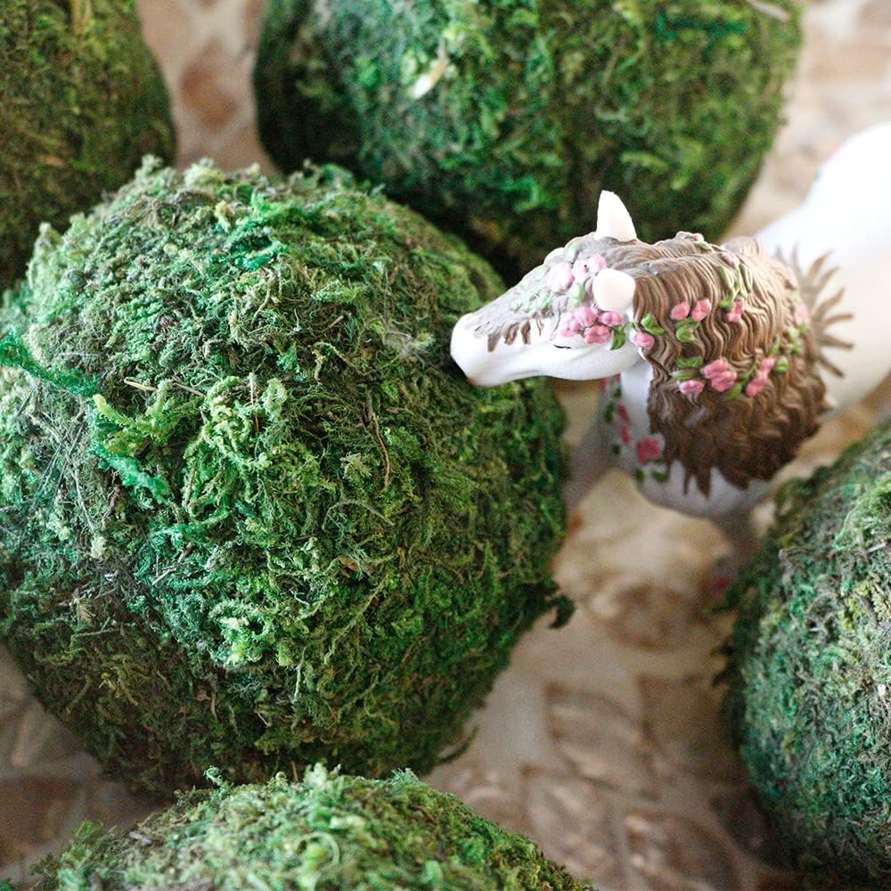 Moss Balls Decorative Bowl Fillers for Centerpiece,4 Inch Set of 6