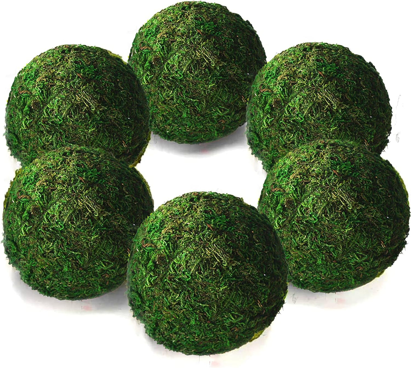 Qingbei Rina Moss Balls Decorative Bowl Fillers for Centerpiece,4 Inch Set of 6,Large Moss Balls Green Decorative Balls,Preserved Marimo Moss Ball,Spring Summer Home Party Wedding Decor