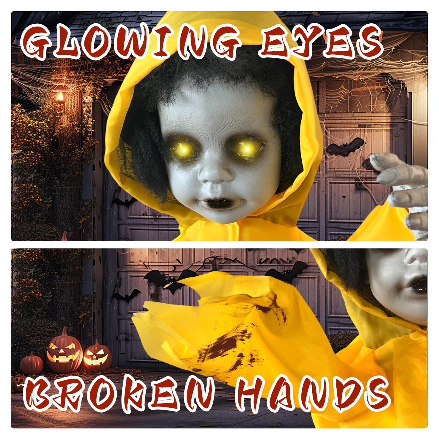 Halloween Animatronic Decorations Outdoor, 35 Inch Talking Halloween Animated, Life Size Scary Animatronics Prop