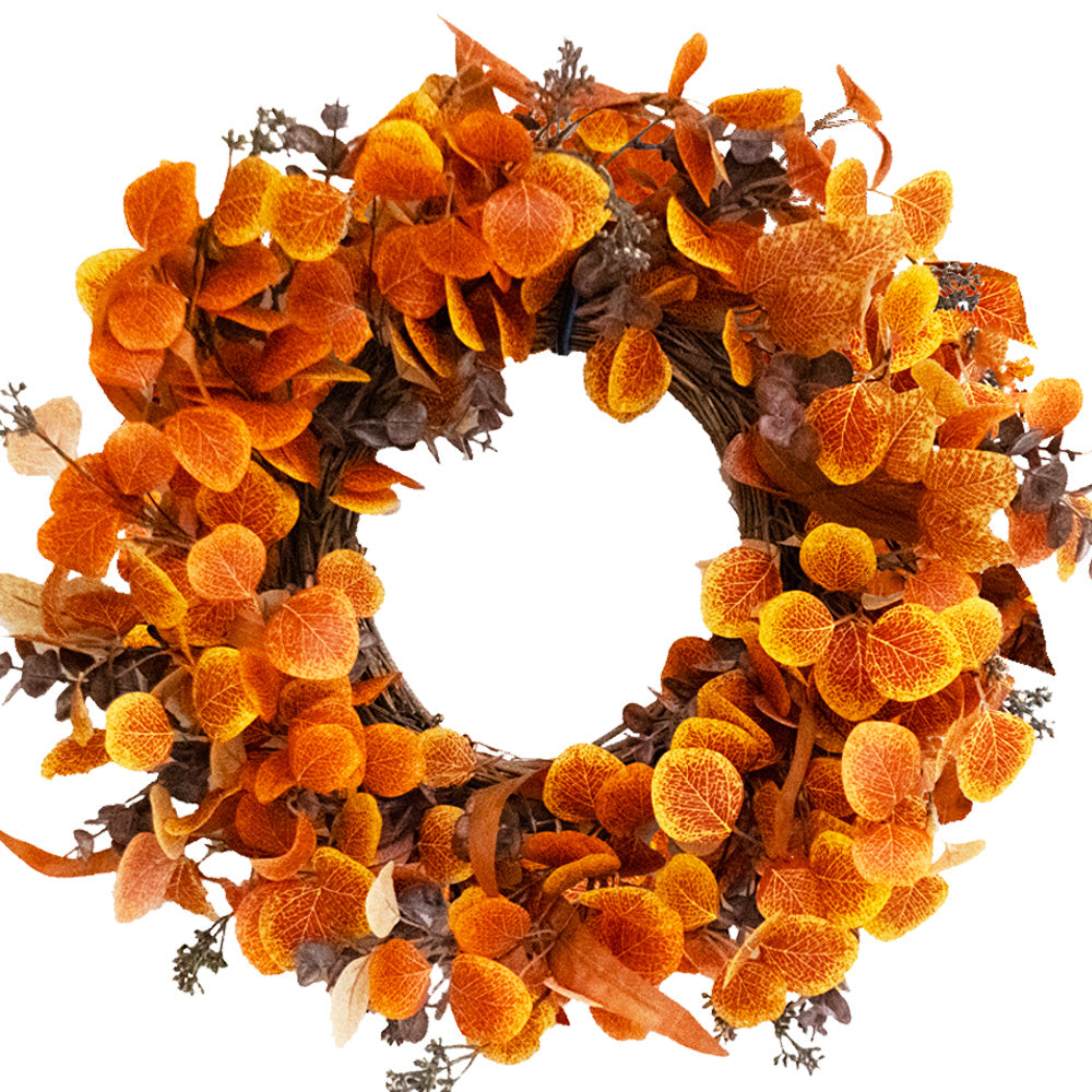 Fall Outdoor Wreaths for Front Door 22 Inch, Autumn Wreath with Orange Berries,Fall Leaf Wreath