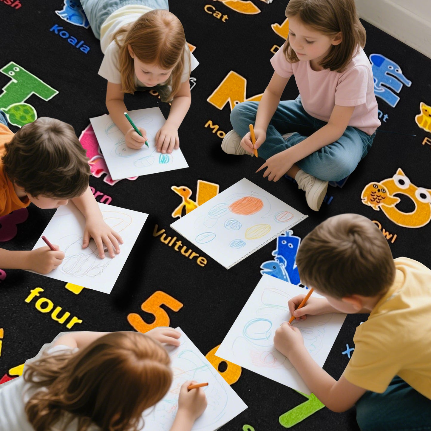 Classroom Rug with Crayon,Number,Alphabet