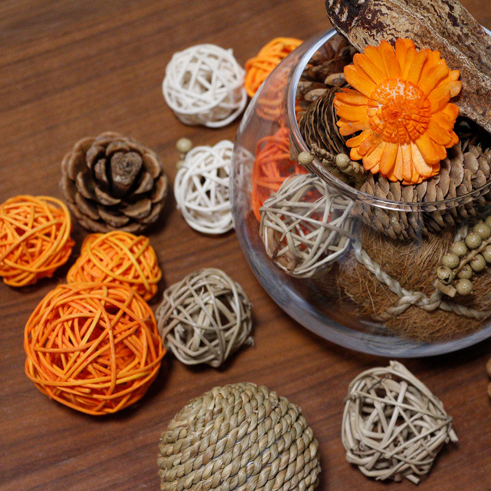 Assorted Wicker Rattan Balls&Spring Bowl Vase Fillers for Centerpieces