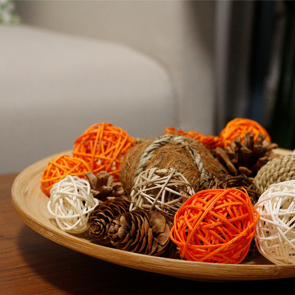 Assorted Wicker Rattan Balls&Spring Bowl Vase Fillers for Centerpieces