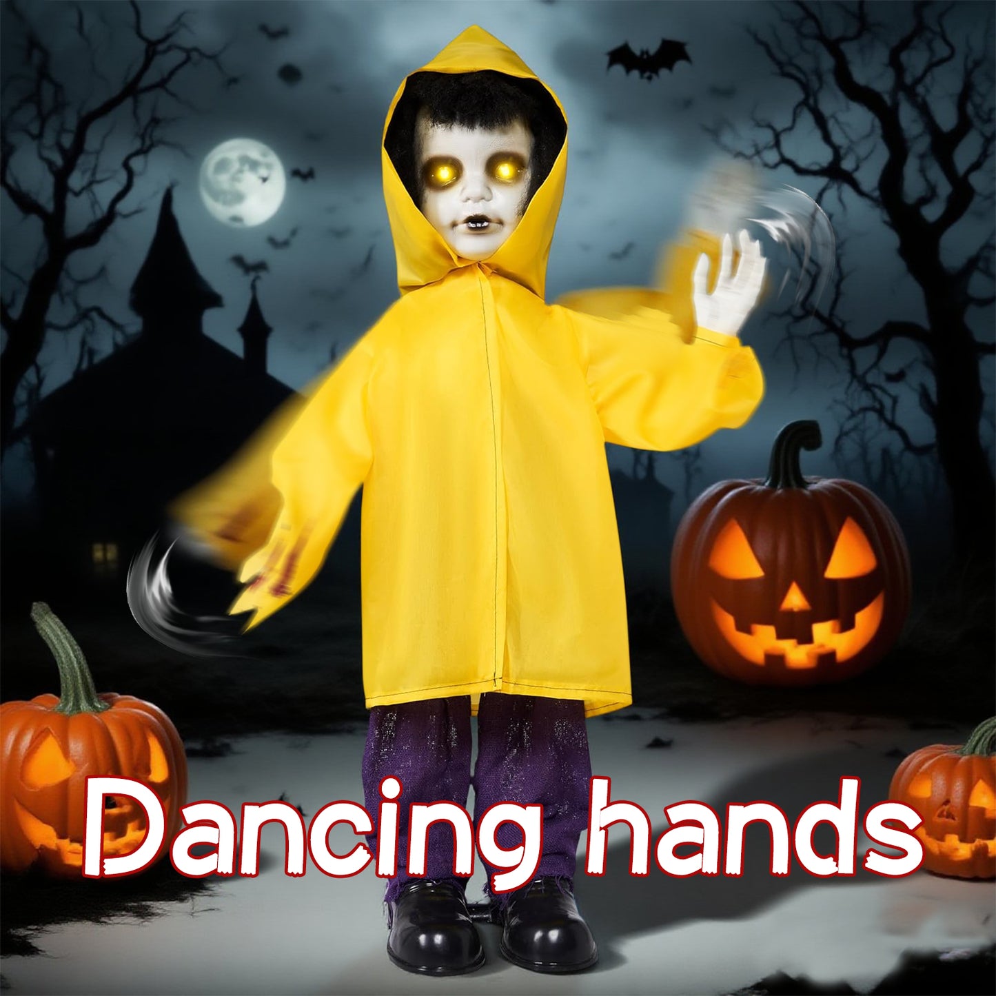 Halloween Animatronic Decorations Outdoor, 35 Inch Talking Halloween Animated, Life Size Scary Animatronics Prop