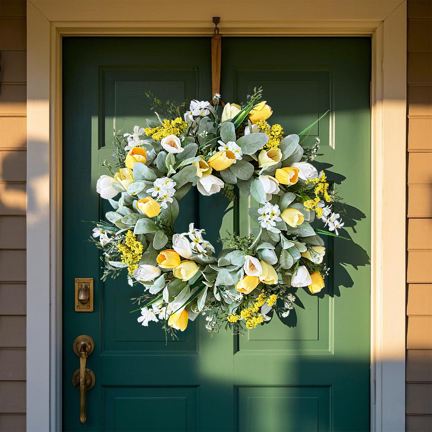 Spring Wreaths with Tulip Easter Door Wreath Party Farmhouse Wedding Home Decor