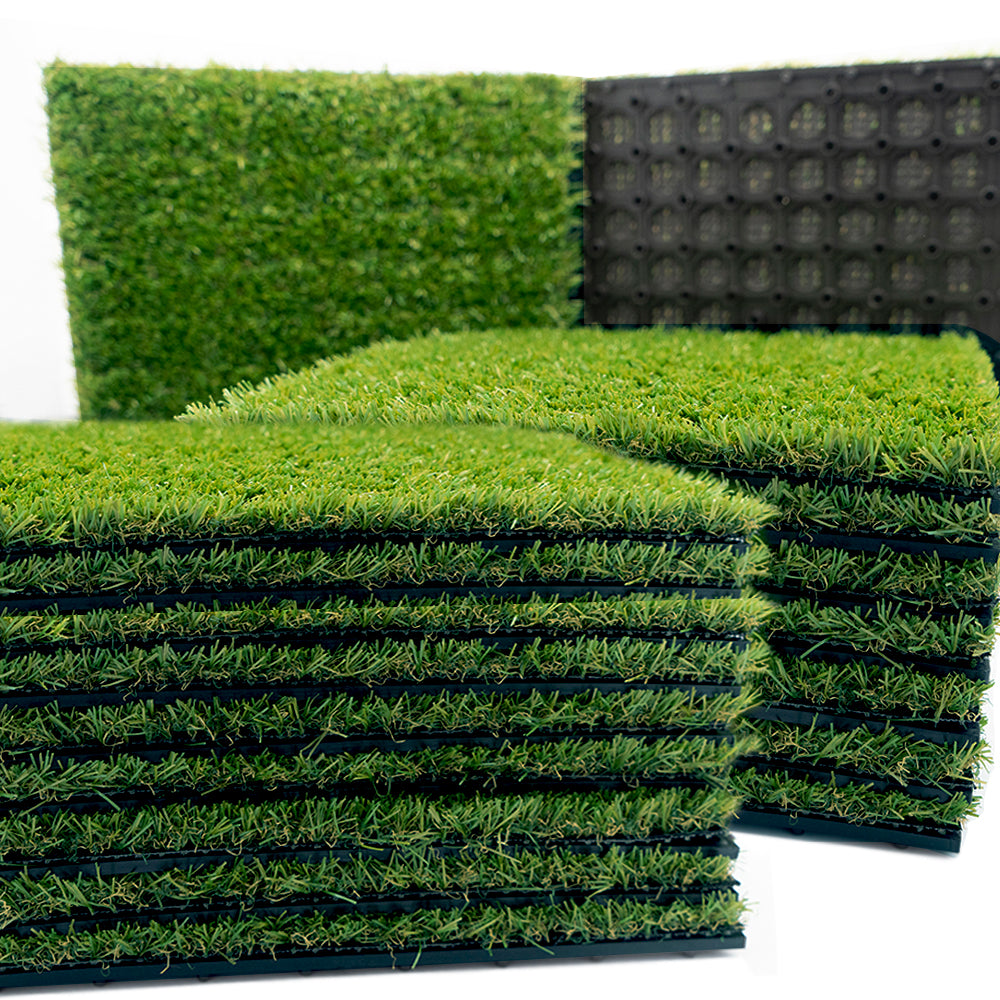 Artificial Grass Turf Tiles Interlocking for Patio Balcony 12x12 inch/9Pcs