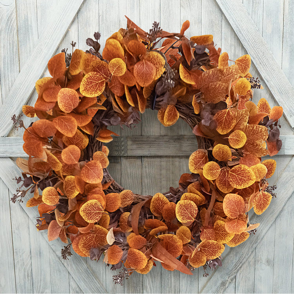 Fall Wreaths for Front Door Outside 22 Inch, Fall Outdoor Wreath with Eucalyptus Leaves, Berries