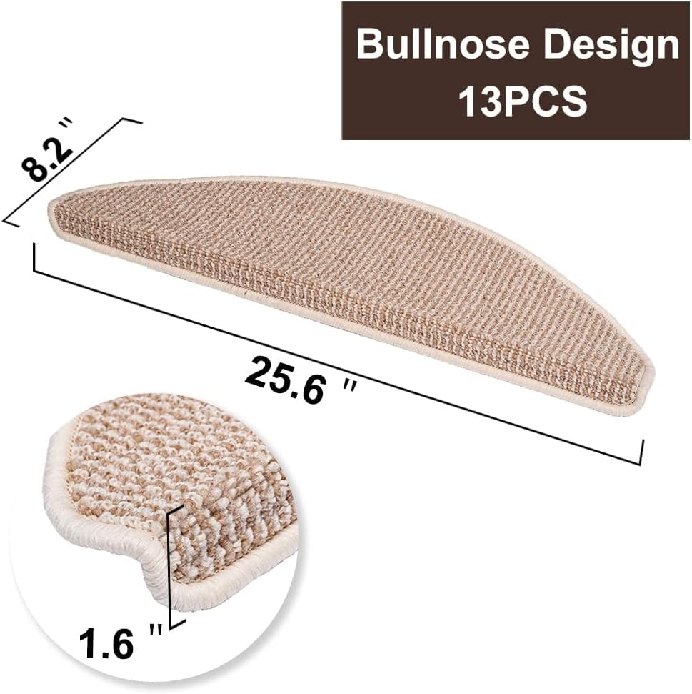 8.7’’x26’’ 13 Packs Stair Treads Carpet Non-Slip Mats Stair Rug (Beige)