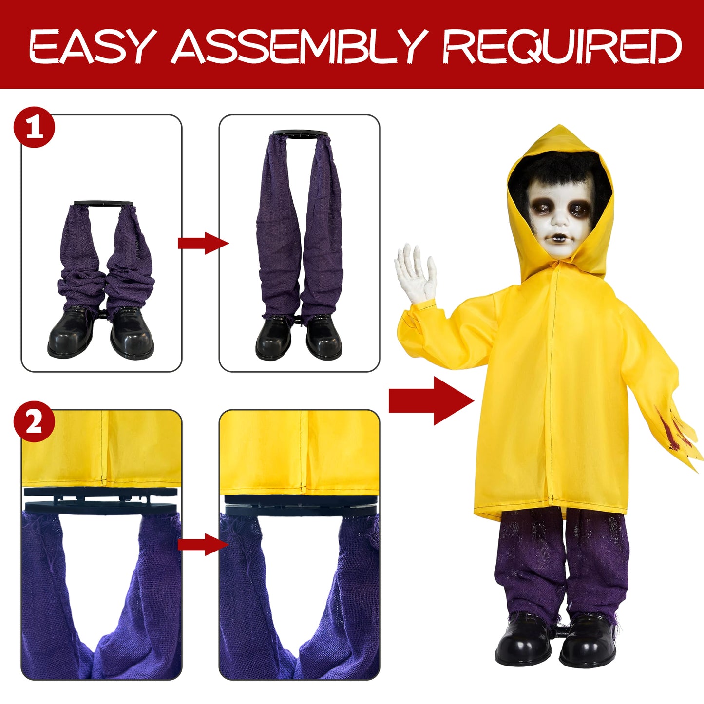 Halloween Animatronic Decorations Outdoor, 35 Inch Talking Halloween Animated, Life Size Scary Animatronics Prop