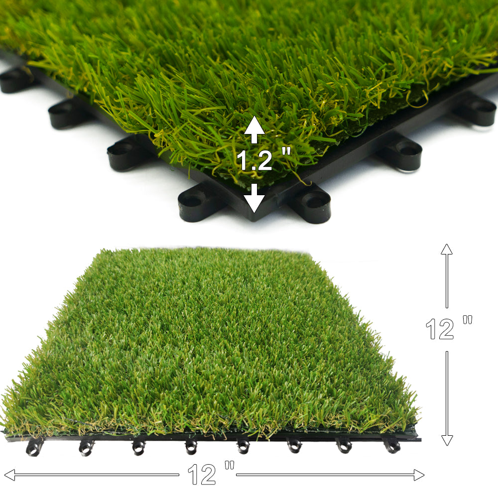 Artificial Grass Turf Tiles Interlocking for Patio Balcony 12x12 inch/9Pcs