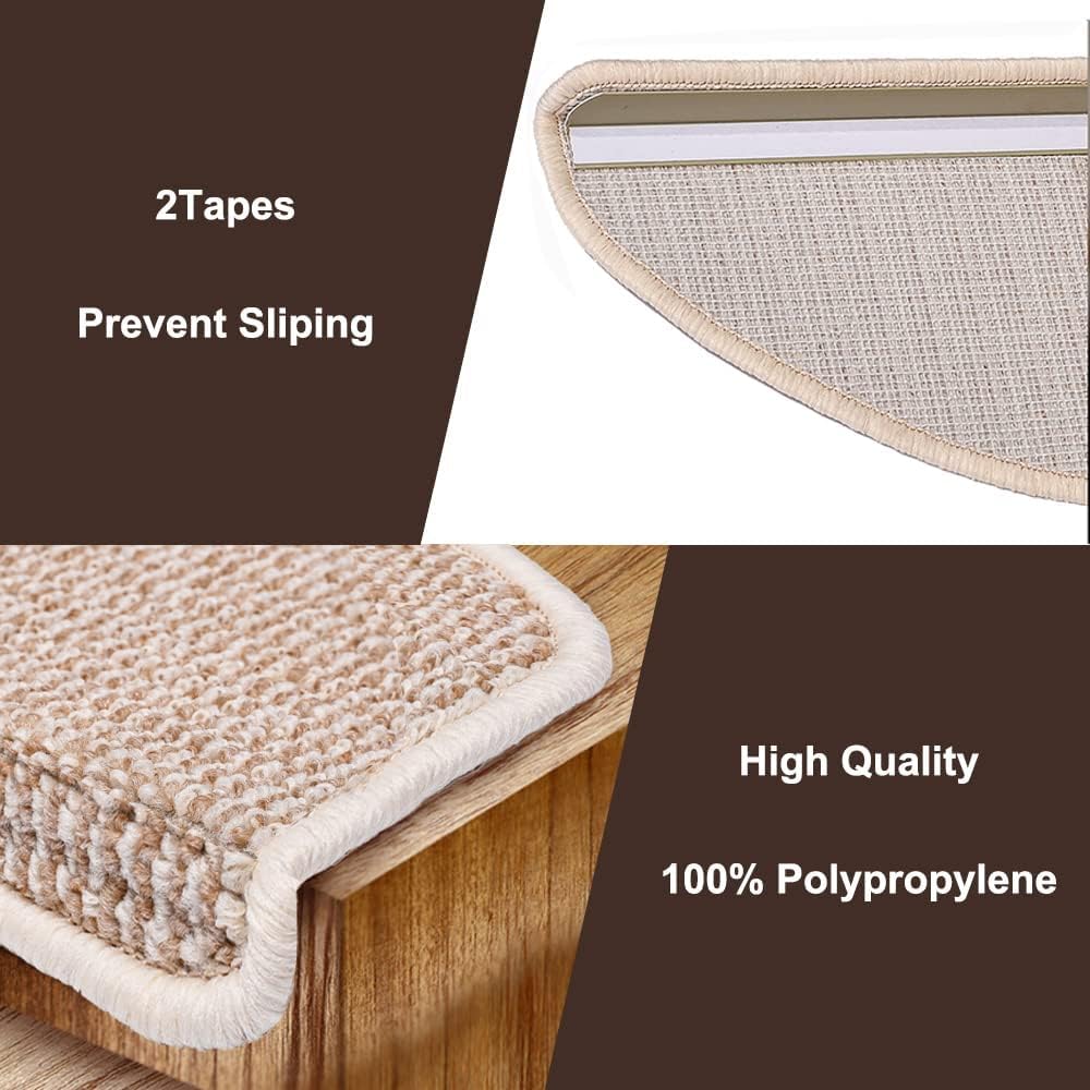 8.7’’x26’’ 13 Packs Stair Treads Carpet Non-Slip Mats Stair Rug (Beige)