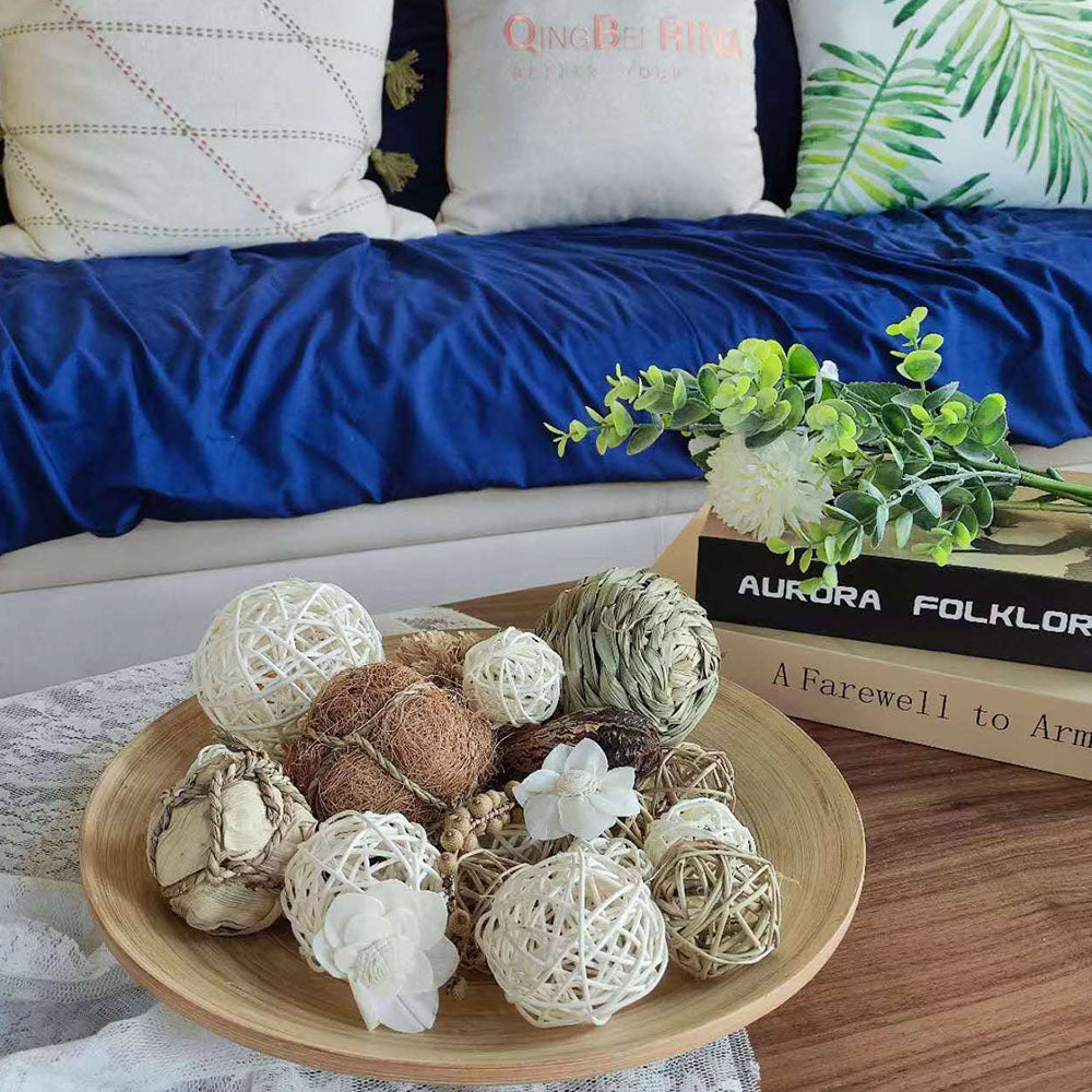 Assorted Wicker Rattan Balls&Spring Bowl Vase Fillers for Centerpieces