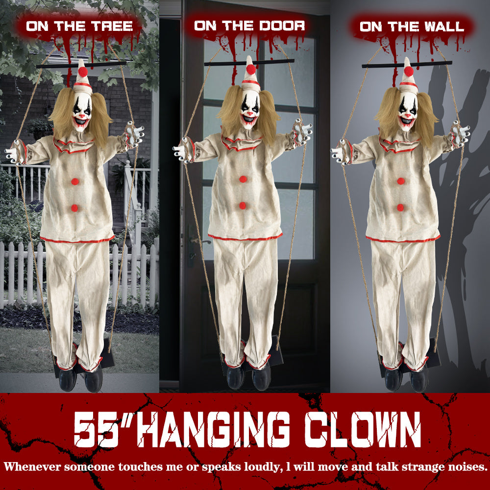 55" Halloween Animatronics Clown Decoration Outdoor