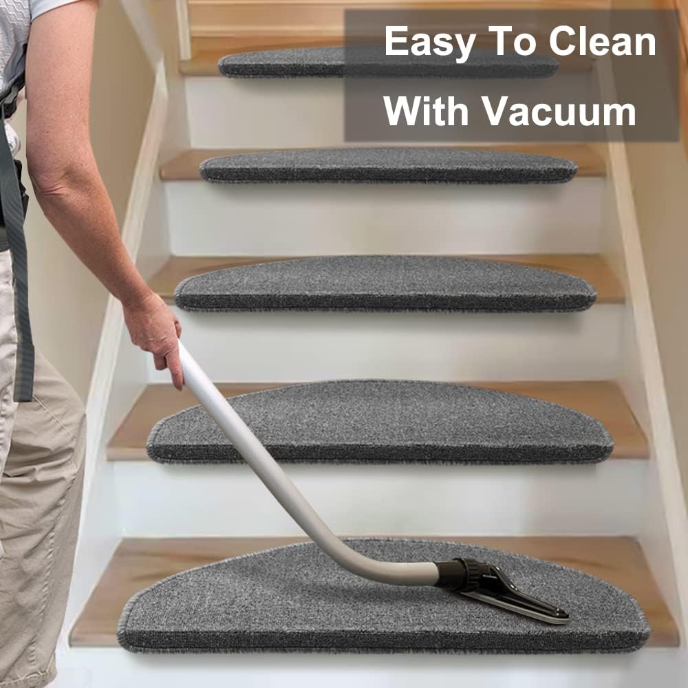 8.7’’x26’’ 13 Packs Stair Treads Carpet Non-Slip Mats Stair Rug (Grey）