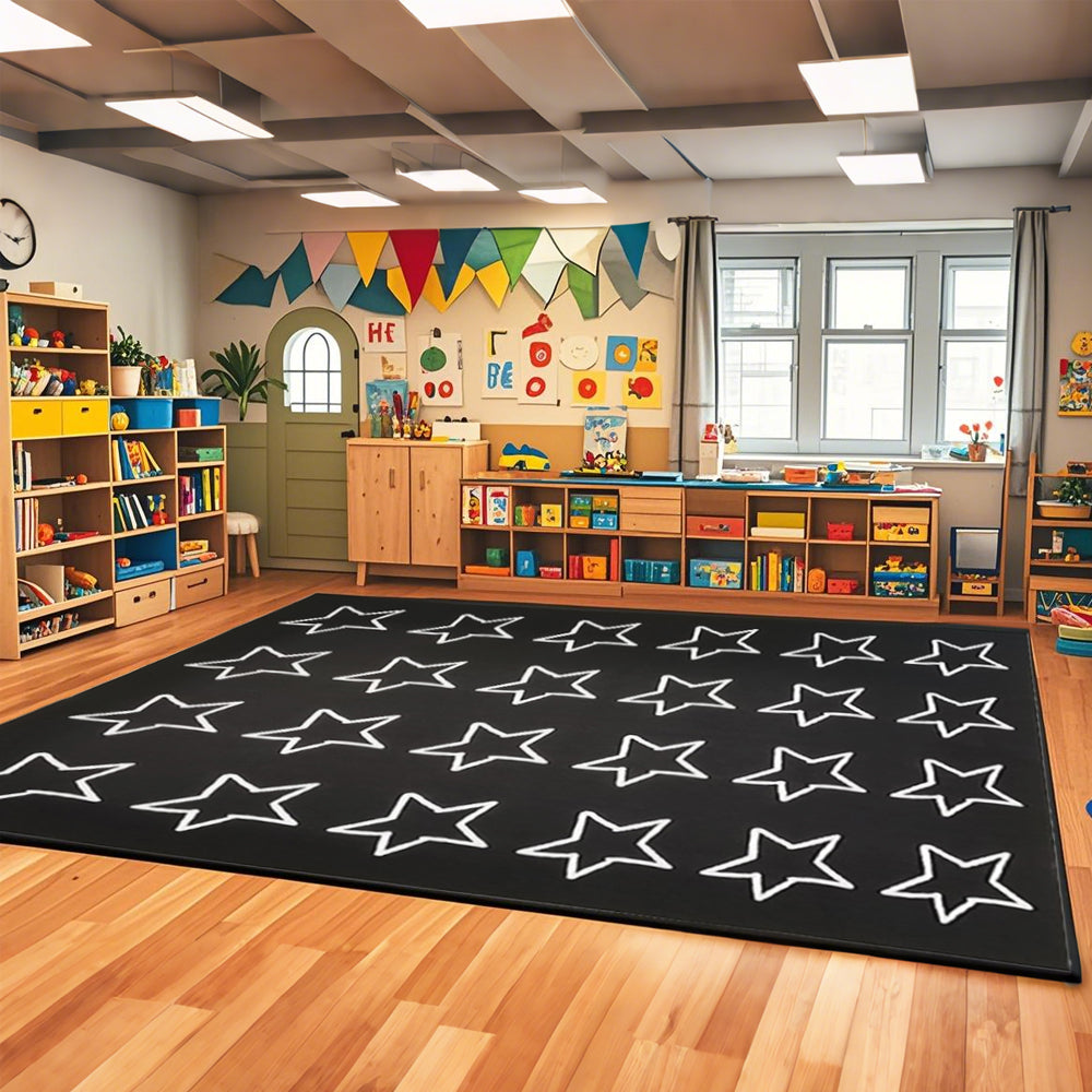 Black and White Classroom Rug Elementary