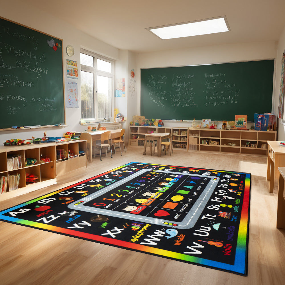 Classroom Rugs for Preschool with Crayon,Number,Alphabet,shape