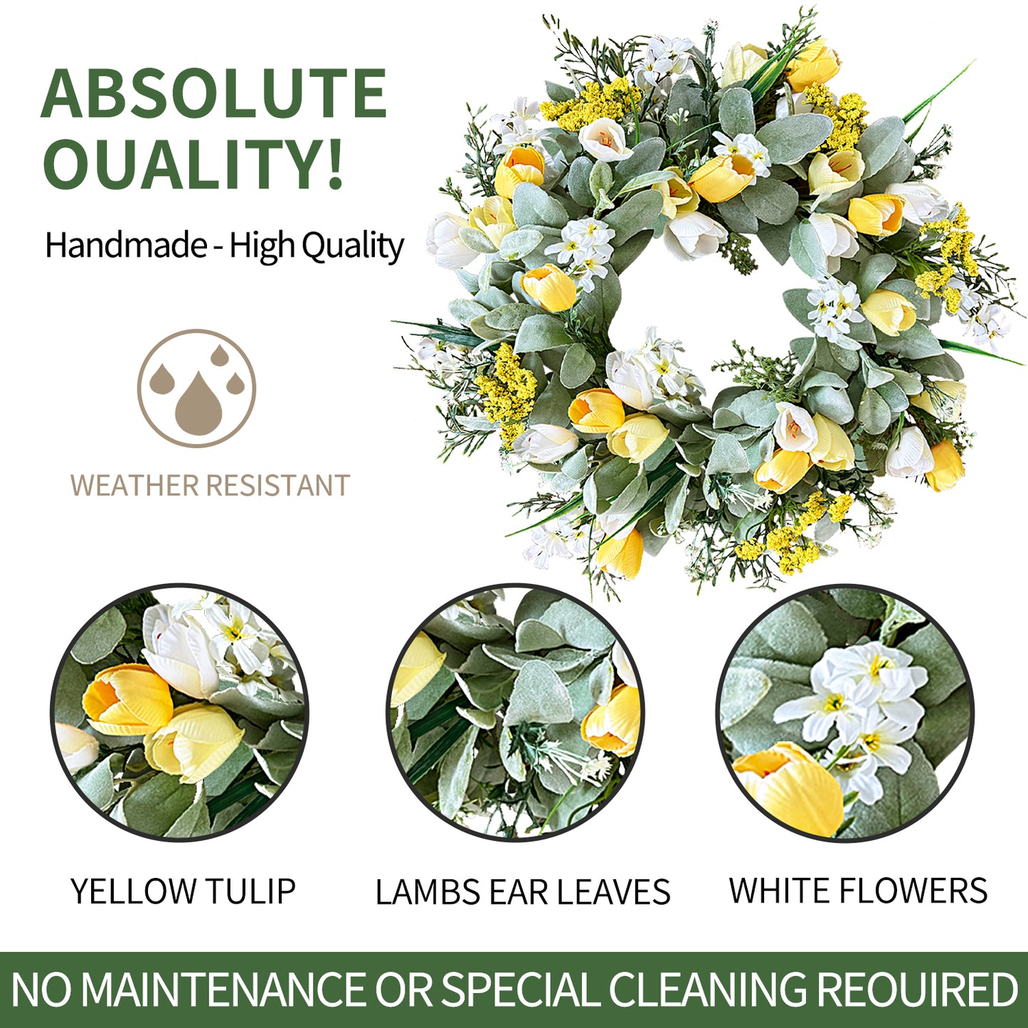 Spring Wreaths with Tulip Easter Door Wreath Party Farmhouse Wedding Home Decor