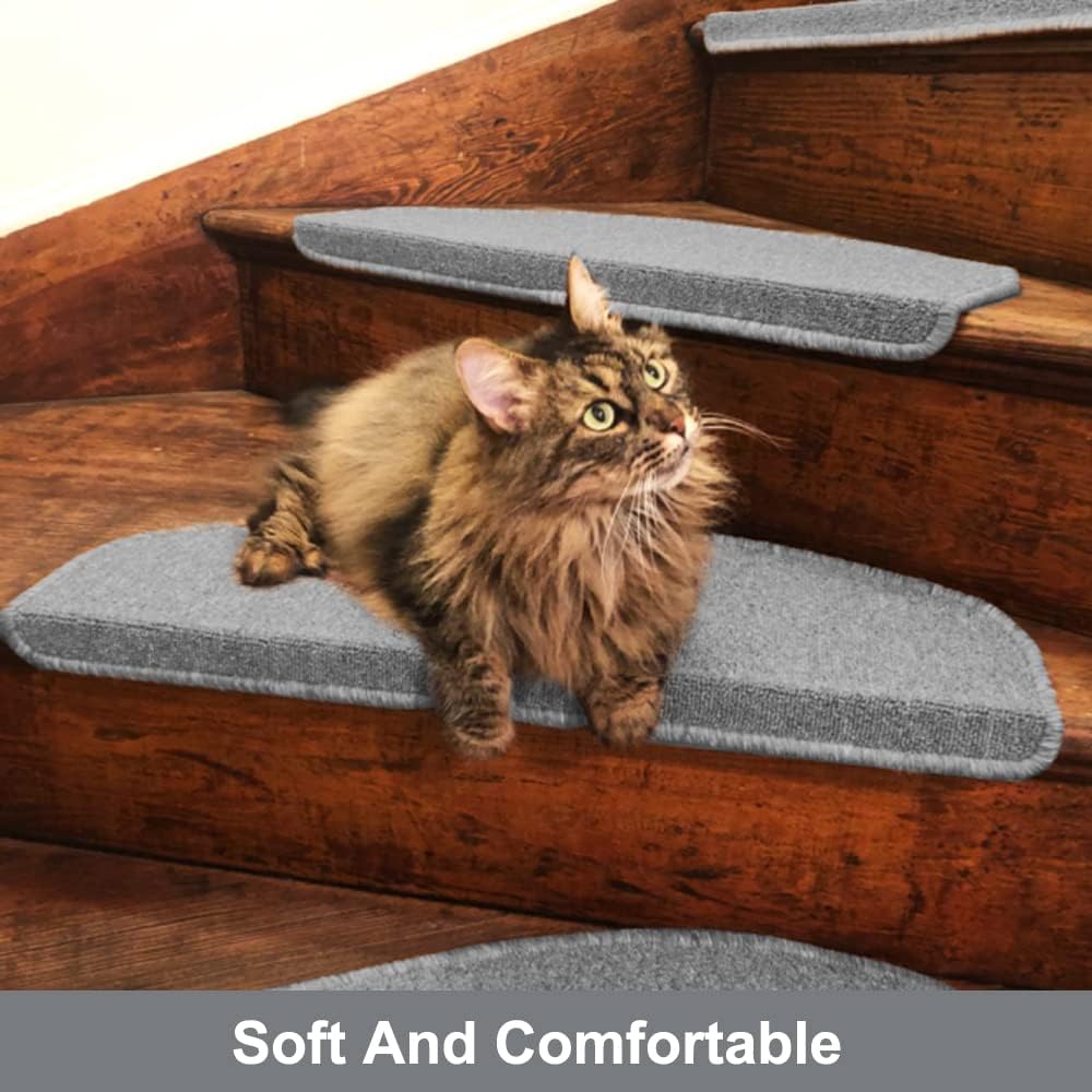 8.7’’x26’’ 13 Packs Stair Treads Carpet Non-Slip Mats Stair Rug (Grey）