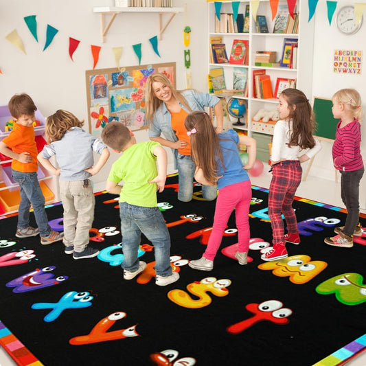 Large ABC Kid Educational Rug, ABC Rug Nursery 8.5x6.6ft for Kindergarten, ABC Classroom Rug for Preschool, Daycare Rugs for Classroom Clearance, Alphabet Educational Rug for Playroom