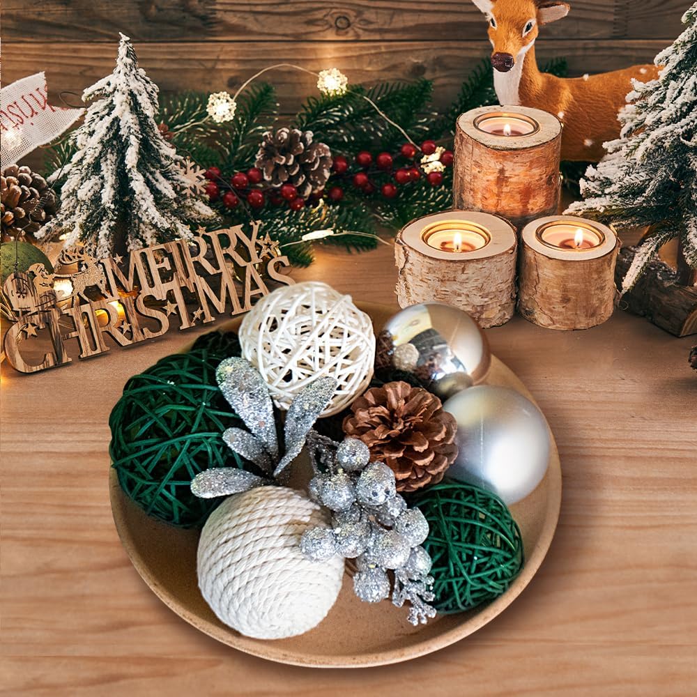 Christmas Decorative Balls for Bowls,Winter Xmas Centerpiece Bowl Vase Fillers