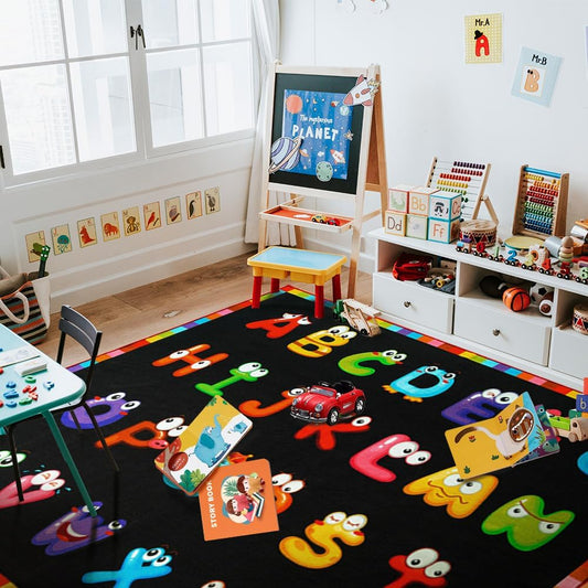 13.2x7.6ft ABC Kid Educational Rug, ABC Rug Nursery for Kindergarten, Daycare Rugs for Classroom Clearance, Washable Classroom Rug for Preschool, Alphabet Educational Rug for Playroom