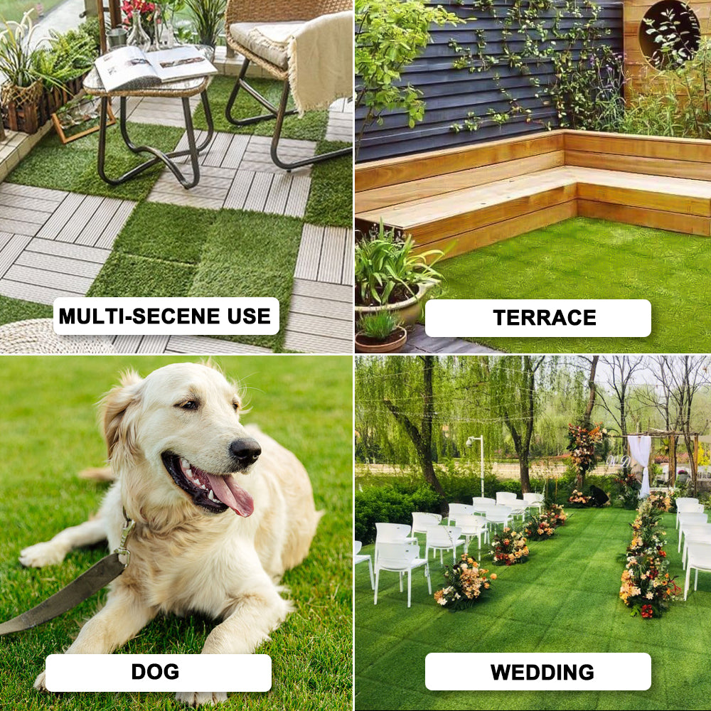 Artificial Grass Turf Tiles Interlocking for Patio Balcony 12x12 inch/9Pcs