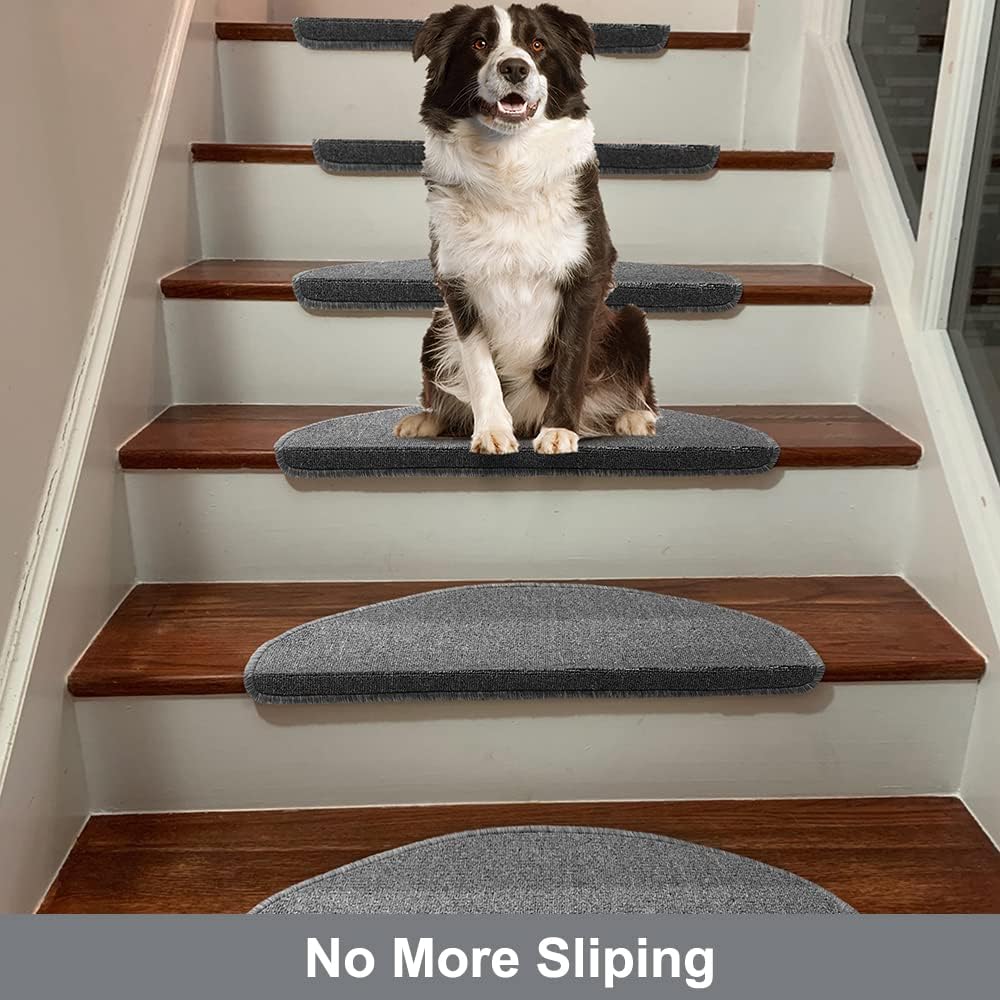 8.7’’x26’’ 13 Packs Stair Treads Carpet Non-Slip Mats Stair Rug (Grey）