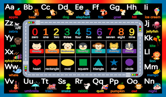 Classroom Rugs for Preschool with Crayon,Number,Alphabet,shape