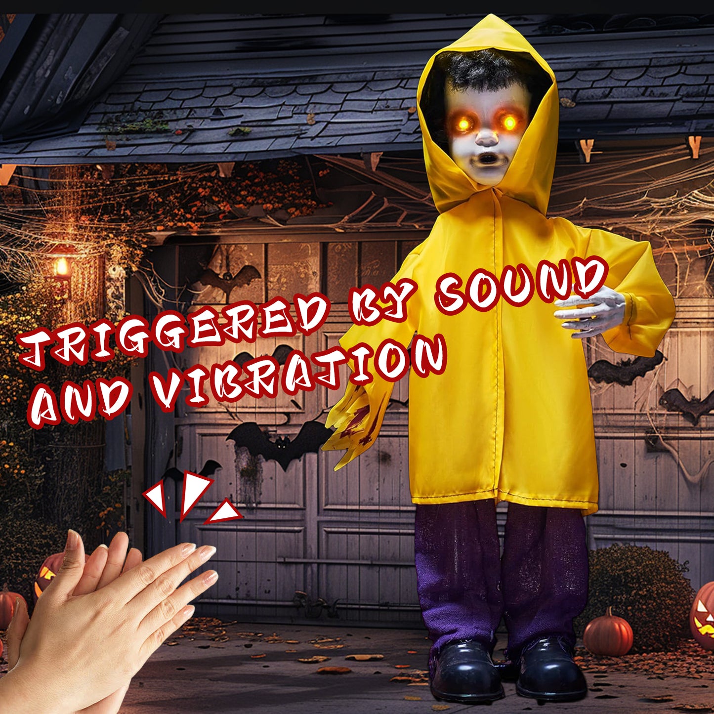 Halloween Animatronic Decorations Outdoor, 35 Inch Talking Halloween Animated, Life Size Scary Animatronics Prop