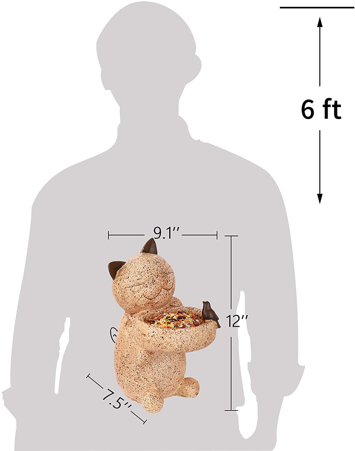 Bird Feeder Cat Outdoor Statue Bird Gifts Wild Bird Decoration Bowl