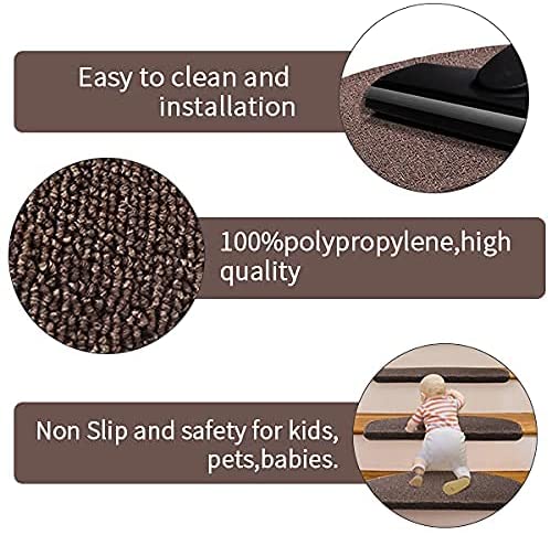 8.7’’x26’’ 13 Packs Stair Treads Carpet Non-Slip Mats Stair Rug（Brown）