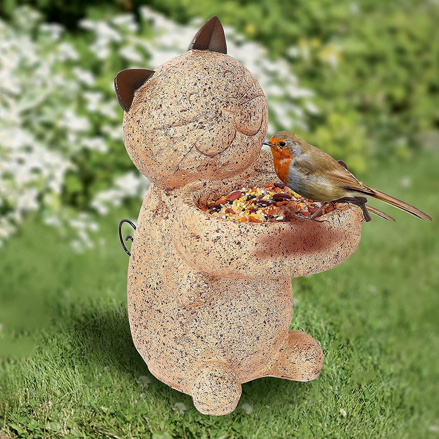 Bird Feeder Cat Outdoor Statue Bird Gifts Wild Bird Decoration Bowl